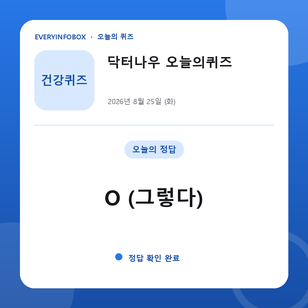 2026년 8월 25일 닥터나우 오늘의퀴즈 정답: O (그렇다)